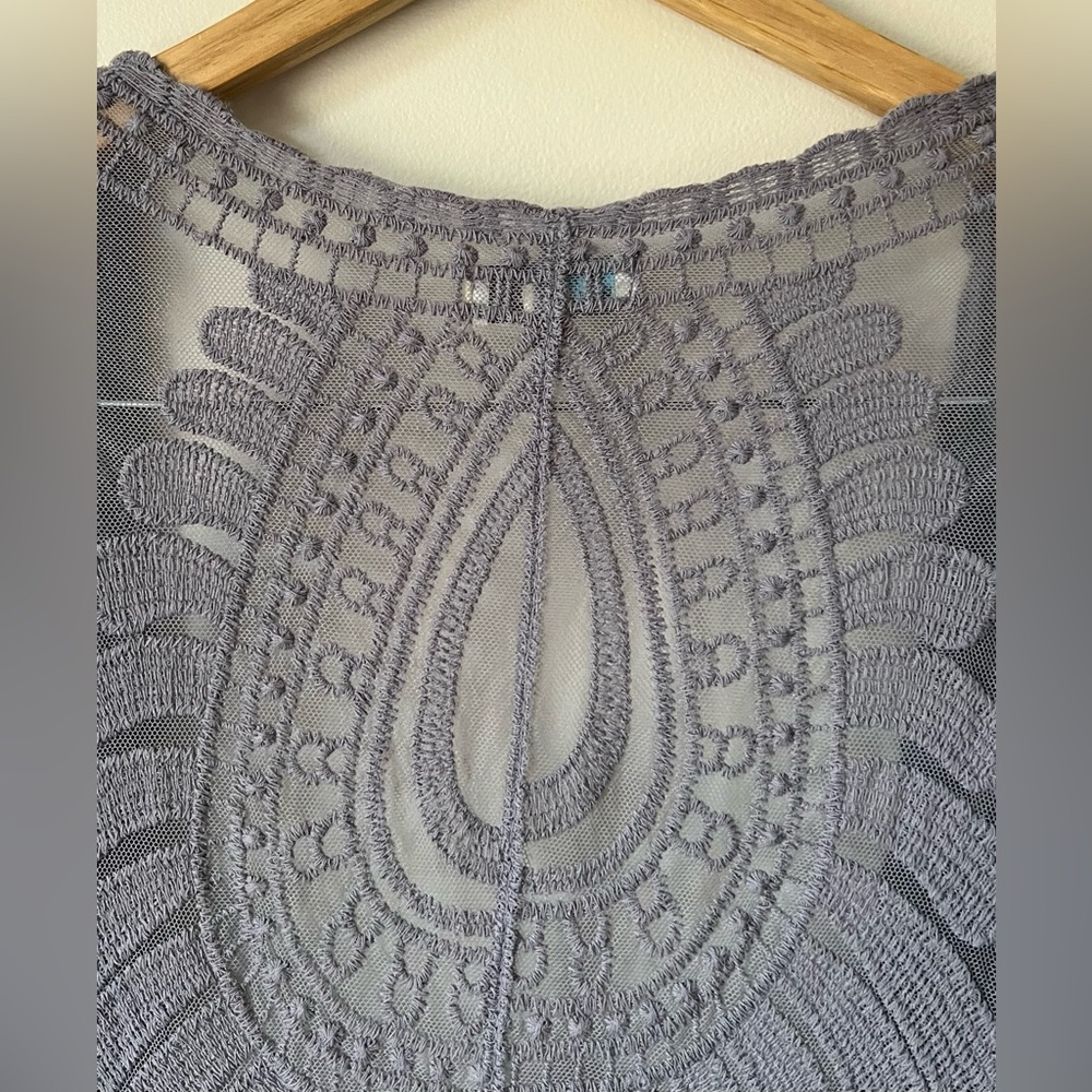 Rebellion Again Lace Kimono Duster Cardigan Cover-Up Gray Slate Bell Sleeves S - Picture 4 of 8